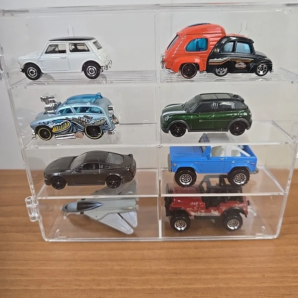 Clear Acrylic Display Case 1:64 Scale Diecast Cars INCLUDING Mix AX of CARS x 8‎